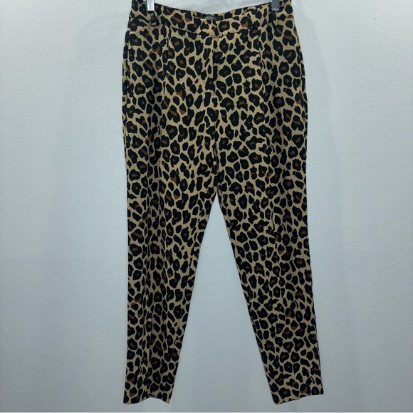 MaxMara Weekend Leopard Print Pants Size 4 – Chic Slim Fit Work Wear Trousers - Picture 2 of 9